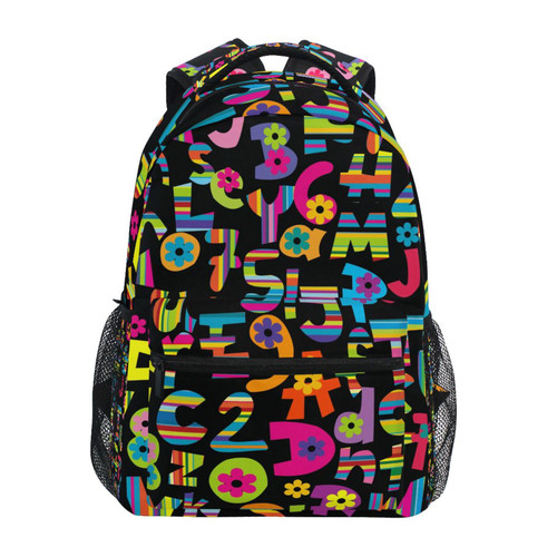 ALAZA Alphabet Backpacks for Girls Boys School Backpack Kids Bookbag 3rd 4th 5th Grade Elementary Travel Laptop Shoulder Bag Students Daypacks