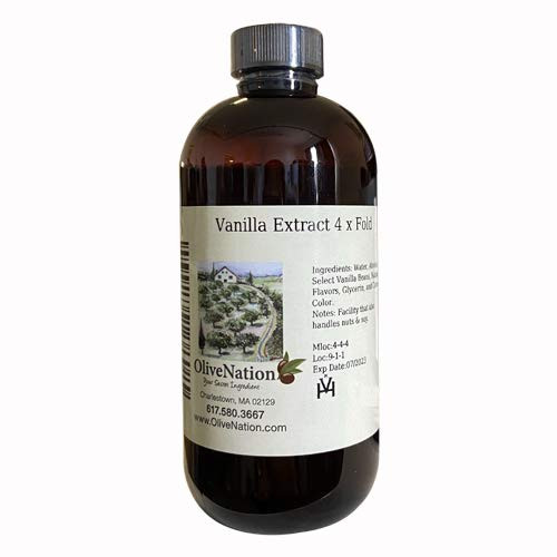 OliveNation Natural 4-Fold Vanilla Extract, 4x Extra Strength Vanilla for Baking, Cooking, Ice Cream, Frosting, Non-GMO, Gluten Free, Kosher, Vegan - 16 ounces