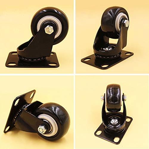 4PCS/Lot 1.5 Inch Black Swivel Flat Casters Sofa Baby Bed Trolley Wheels Load-Bearing 50kg Furniture PU Rubber Castors