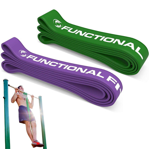 Pull Up Assist Bands Set by Functional Fitness. Heavy Duty Resistance and Assistance Training Band