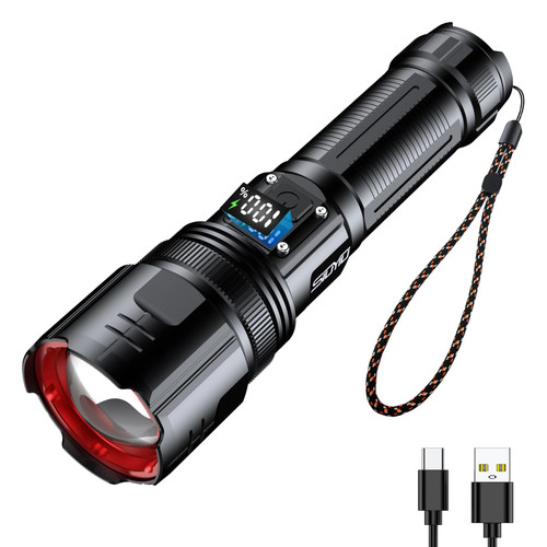 Siuyiu Flashlights High Lumens, 200000 Lumens Rechargeable Flashlight with Digital Power Display, Tactical Flashlight with Zoomable, 4 Modes for Camping, Emergencies and Outdoor Siuyiu Flashlights High Lumens, 200000 Lumens Rechargeable Flashlight with Digital Power Display, Tactical Flashlight with Zoomable, 4 Modes for Camping, Emergencies and Outdoor