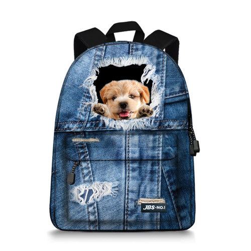 JBS-NO.1 Cute Dogs Backpack for Teen Girls Boys,Canvas Dogs Animals BookBags for School (dog1)