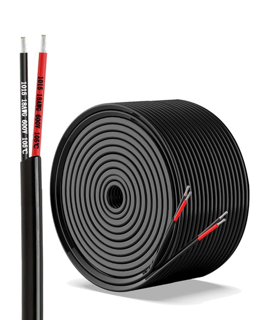 Zmacook 18 Gauge Wire 2 Conductor Eelectrical Wire,18 AWG Wire Low Voltage Landscape Lighting Wire Stranded PVC Cord Tinned Copper Wire for Automotive Wire LED Strips Lamp Marine(100FT-30.48M)