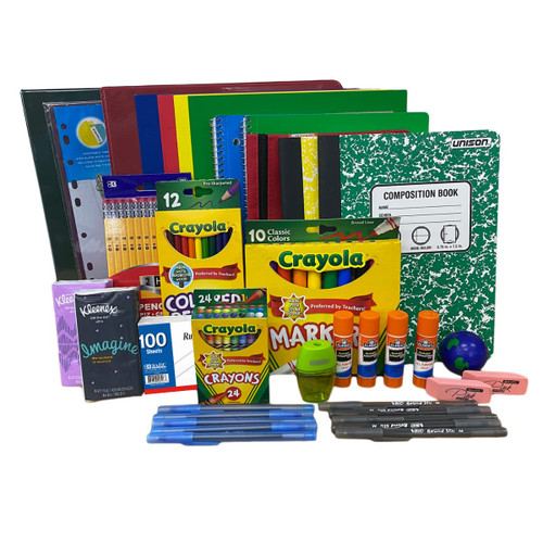 Mega Wide Ruled School Supply Kit - Elementary Junior High Back to School Pack - School Supply Bundle - 35 Pieces, for 4 Years and Up