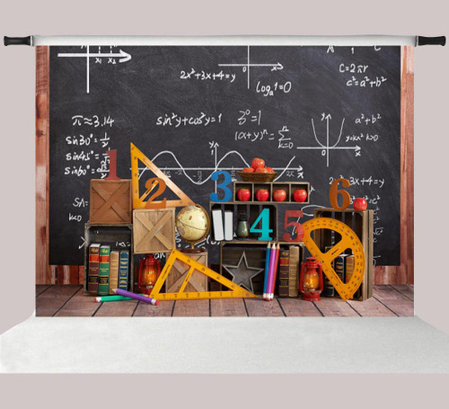 Kate 7x5ft Welcome to School Backdrops for Photography Blackboard Stationery Books Background Shooting Online Teaching Banner Props Backdrop