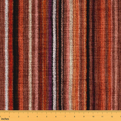 Feelyou Colorful Stripes Upholstery Fabric, Geometric Fabric by The Yard, Geometry Lines Decorative Fabric for Upholstery and Home DIY Projects, Modern Striped Art Outdoor Fabric, 3 Yard, Brown Red