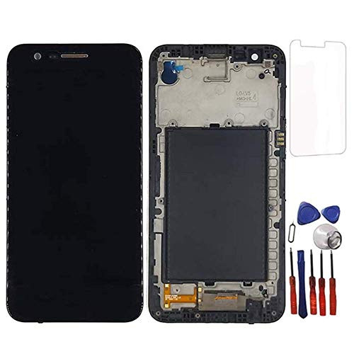 Glass LCD Display Touch Screen Digitizer Assembly Replacement Part + Frame for LG K20 Plus K10 2017 m250n Screen Replacement (Black)