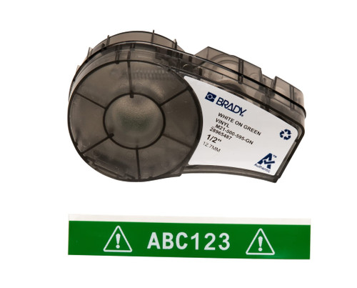 Brady Authentic (M21-500-595-GN) All-Weather Vinyl Label for Indoor/Outdoor ID, Lab and Equipment Labeling, White on Green- For M210, M210-LAB, M211, BMP21-PLUS and BMP21-LAB Printers, .5" W, 21' L