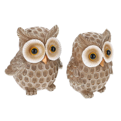 DOITOOL 2pcs Owl Ornament Modern Owl Decor Mini Animal Sculpture Owl Statues Home Decor Owl Sculpture Bird Couple Figurine Mini Animal Figurines Resin Owl Statues Painted Toy Lovers