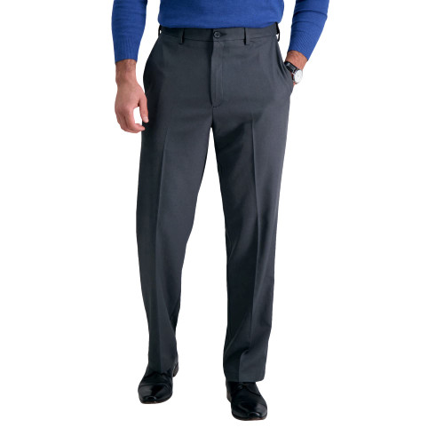 Haggar mens Cool 18 Pro Classic Fit Flat Front - Regular and Big & Tall Sizes Casual Pants, Charcoal Heather, 40W x 29L US