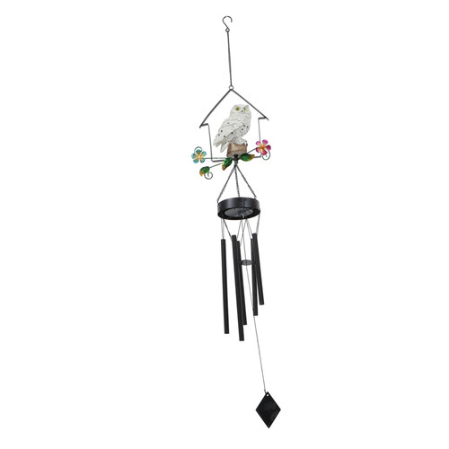 Happyyami Solar Light Metal Tubes Windchime Solar Wind Chime Animal Wind Chime Wind Catchers Outdoor Solar Owl Lights Outdoor Solar Wind Bell Light White Music Wind Chimes Solar Battery