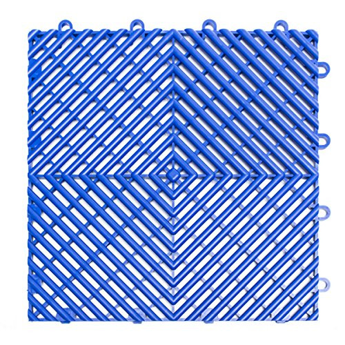 RaceDeck Free-Flow Open Rib Design, Durable Interlocking Modular Garage Flooring Tile (12 Pack), Bright Blue
