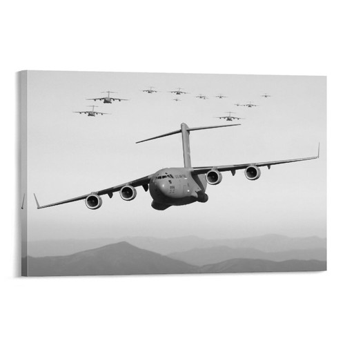 C-17 Globemaster III Transport Aircraft Military Aircraft Black And White Picture Vintage United Sta Wall Art Paintings Canvas Wall Decor Home Decor Living Room Decor Aesthetic 12x18inch(30x45cm) Fr