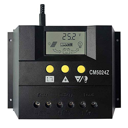 KRXNY 50A PWM Solar Charge Controller 12V 24V Auto Battery Regulator Solar Panel Charging Regulators LCD Monitor Max 50V PV Input