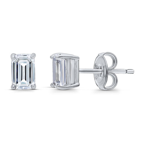 BERRICLE Sterling Silver Cubic Zirconia CZ Fashion Stud Earrings for Unisex, Rhodium Plated 6mm x 4mm BERRICLE Sterling Silver Cubic Zirconia CZ Fashion Stud Earrings for Unisex, Rhodium Plated 6mm x 4mm