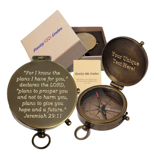Confirmation and Baptism Gifts for Boys | Engraved Compass Personalized | Inspirational Religious Compasses with Scripture for First Communion, Pastor, Men, Women, Girls (Jeremiah 29:11)