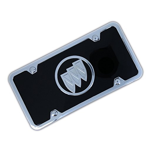 Buick Chrome Logo Black Acrylic License Plate with Chrome Frame Kit