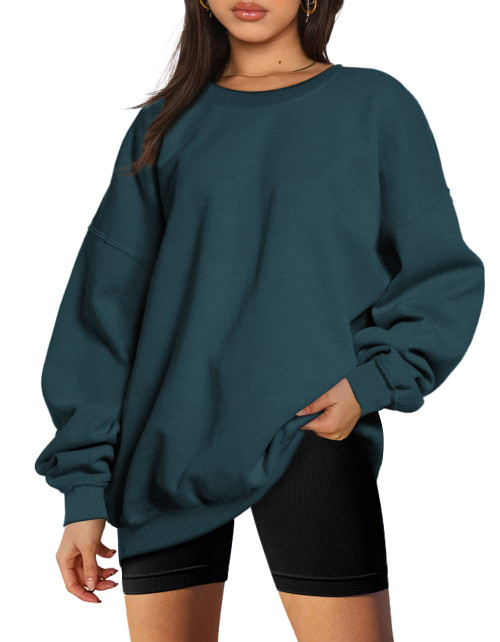 Trendy Queen Sweatshirts for Women Hoodies Oversized Fleece Crewneck Pullover Tops Sweaters Comfy Soft Fall Winter Clothes 2023 Fashion Navy