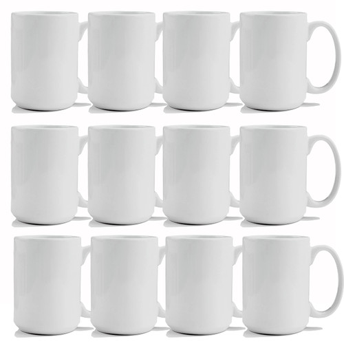 TANGLONG Sublimation Mugs, Sublimation Mugs Blank?Sublimation Mugs 15 oz?White Ceramic Sublimation Coffee Mugs, Bulk Mugs for Coffee, Soup, Tea, Milk, Latte, Hot Cocoa Set of 12