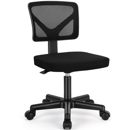 Desk Chair, Armless Desk Chair, Ergonomic Computer Desk Chair, Small Home Office Chairs Low-Back Mesh Chair, No Armrest Small Mid Back Executive Task Chair with Lumbar Support, Black