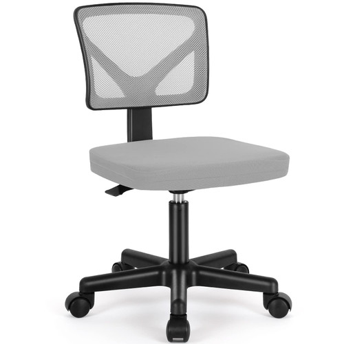 Desk Chair, Armless Desk Chair, Ergonomic Computer Desk Chair, Small Home Office Chairs Low-Back Mesh Chair, No Armrest Small Mid Back Executive Task Chair with Lumbar Support, Grey