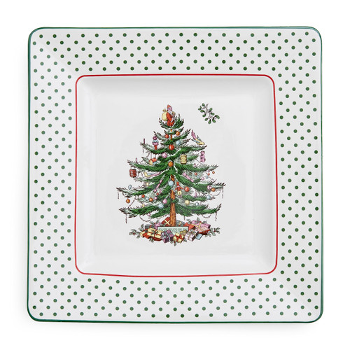 Spode Christmas Tree Polka Dot Square Platter | Christmas Tree Serving Tray | Christmas Dessert Tray - Dishwasher & Microwave Safe | Christmas Decorative Tray for Serving Food - 10" Spode Christmas Tree Polka Dot Square Platter | Christmas Tree Serving Tray | Christmas Dessert Tray - Dishwasher & Microwave Safe | Christmas Decorative Tray for Serving Food - 10"