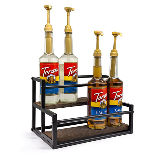 SONKONIA Coffee Syrup Rack Organizer, 8 Bottles Capacity Syrup Bottle Holder Stand for Coffee Bar, Freestanding Countertop Organizer for Syrup, Wine