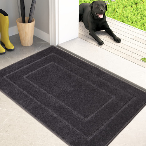 PURRUGS Dirt Trapper Door mat 24" x 35.5", Non-Slip/Skid Machine Washable Entryway Rug, Dog Door Mat, Super Absorbent Welcome mat for Muddy Wet Shoes and Paws, Charcoal PURRUGS Dirt Trapper Door mat 24" x 35.5", Non-Slip/Skid Machine Washable Entryway Rug, Dog Door Mat, Super Absorbent Welcome mat for Muddy Wet Shoes and Paws, Charcoal