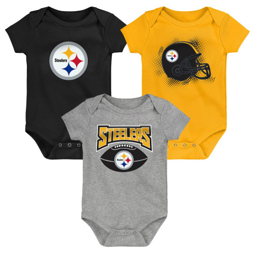 Outerstuff NFL Newborn Infants Game On 3 Piece Onesie Creeper Bodysuit Romper Set (Pittsburgh Steelers, 6-9 Months) Outerstuff NFL Newborn Infants Game On 3 Piece Onesie Creeper Bodysuit Romper Set (Pittsburgh Steelers, 6-9 Months)