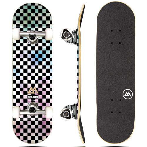 Magneto Complete Skateboard | 9-Layer Maple Wood | ABEC 5 Bearings, Smooth Wheels | Double Kick Concave Deck | Kids Skateboard Cruiser Skateboard | Skateboards for Beginners, Teens & Adults (Tie-Dye)