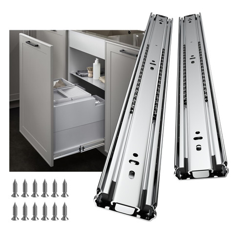 LONTAN 1 Pair Heavy Duty Drawer Slides 12 14 16 18 20 22 24 Inch Full Extension Ball Bearing Side Mount Glides Runners Rails Cabinet RV Tool Box Tracks Glides 150lb Capacity (Without Lock, 14 inch)