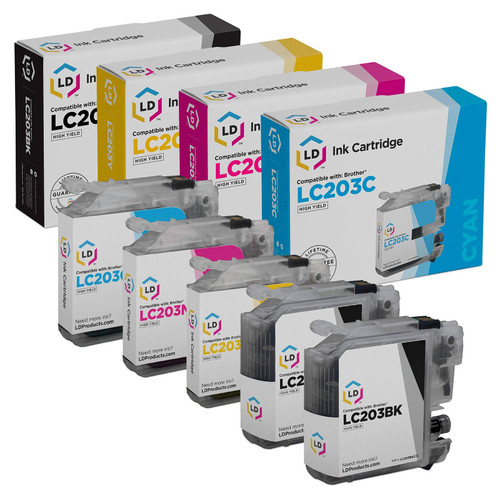 LD Compatible Ink Cartridge Replacement for Brother LC20E Super High Yield (2 Black, 1 Cyan, 1 Magenta, 1 Yellow, 5-Pack)