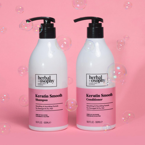 Keratin Smoothing Shampoo and Conditioner Set for Dry, Color and Damaged Hair