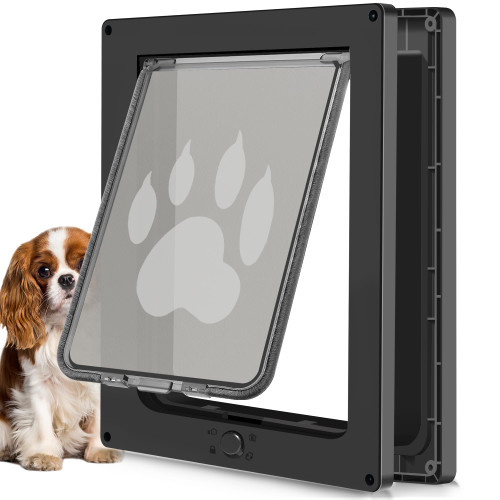 CEESC Dog Door for Pets Up to 20lb, Weatherproof Pet Door for Cats and Dogs, Durable, Snap-in Closing Panel Included, Suitable for Interior and Exterior Doors(Small Black)