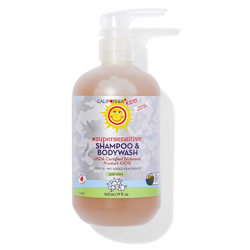 California Kids Super Sensitive Shampoo and Bodywash | 100% Plant-Based (USDA Certified) | Allergy Friendly | Gentle Unscented Kids Shampoo and Body Wash for Dry, Sensitive Skin | 562 mL / 19 fl. oz.
