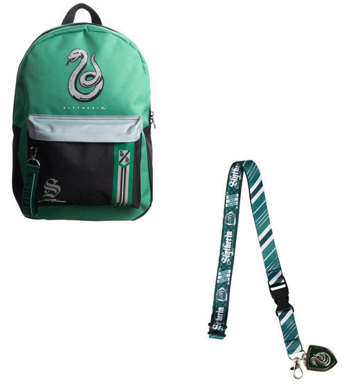 Bioworld Harry Potter Slytherin 16" Laptop Backpack & Lanyard Combo Set