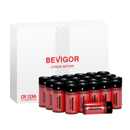 BEVIGOR CR123A 3V Lithium Batteries 24 Pack,1500mAh Photo Lithium Battery, for Flashlight and Security Device?Non-Rechargeable?