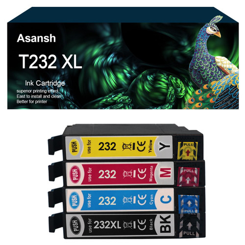 ASANSH Remanufactured 4PK T232XL 232XL T232 Ink Cartridge Use with Expression Home XP-4200 XP-4205 Workforce WF-2930 WF-2950 Printer