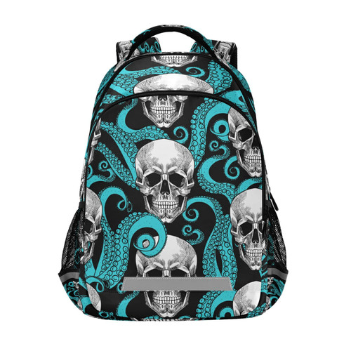 Skull And Octopus Backpacks Travel Laptop Daypack School Book Bag for Men Women Teens Kids