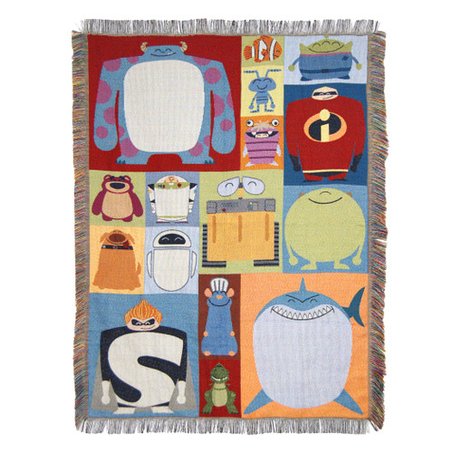 Northwest Disney-Pixar Woven Tapestry Throw Blanket, 48" x 60", Disney-Pixar Character Blocks