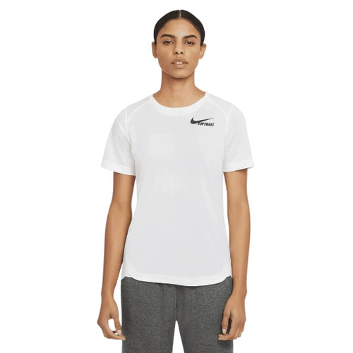 Nike Women's Dri-FIT Short-Sleeve Softball Top (as1, Alpha, l, Regular, Regular, White)