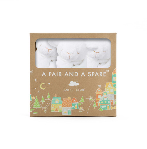 Angel Dear - White Lamb, Pair and a Spare Blankie Set