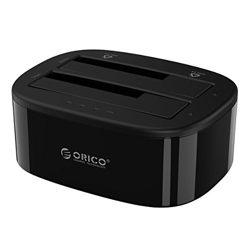 ORICO USB 3.0 to SATA Dual Bay External Hard Drive Docking Station for 2.5 or 3.5 inch HDD, SSD with Hard Drive Duplicator/Cloner Function [UASP Protocol and 2 x 8TB Supported]