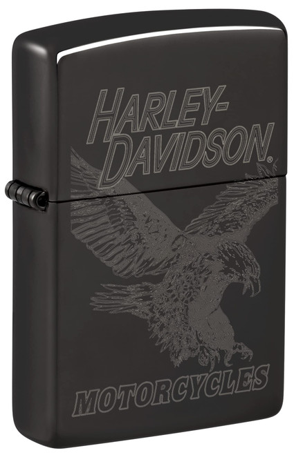 Zippo Harley-Davidson Laser Fancy Fill High Polish Black Pocket Lighter