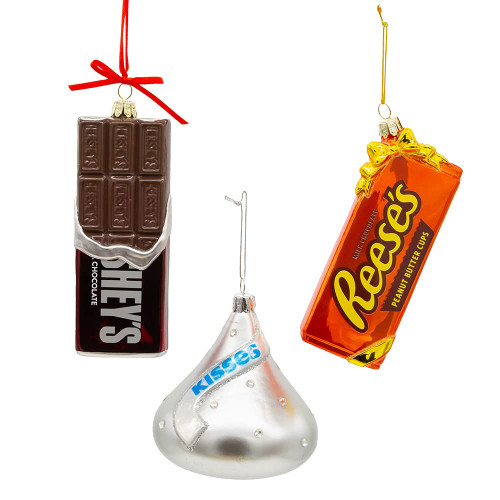 Kurt Adler 2.5-Inch Hershey Chocolate Ornament 3-Piece Set
