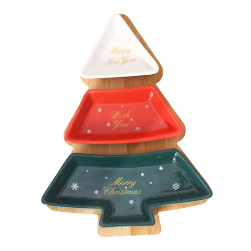 FUNOMOCYA 1 Set Christmas Snack Plate Christmas Trays and Platters Christmas Tree Tray Sushi Platter Christmas Snack Tray Nut Trays Fruit Platter Fruit Serving Tray Container Ceramics Candy