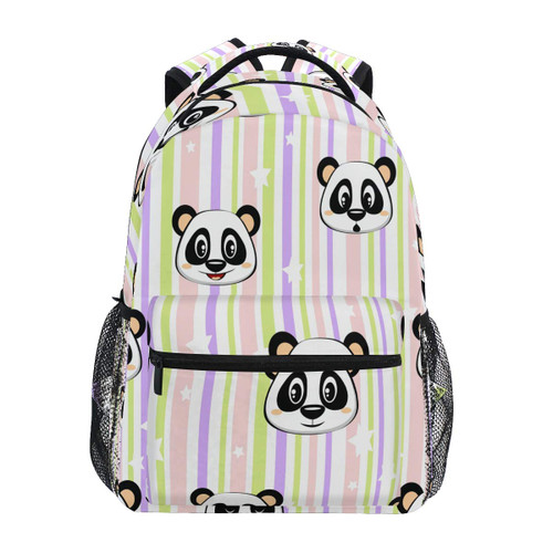 AUUXVA Backpack Panda Colorful Stripe Star School Shoulder Bag Large Waterproof Durable Bookbag Laptop Daypack for Students Teens Girls Boys Elementary