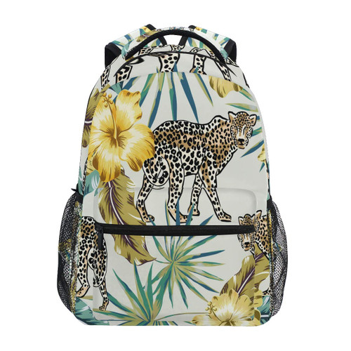 Backpack Flower Animal Leopard School Shoulder Bag Large Waterproof Durable Bookbag Laptop Daypack for Students Teens Girls Boys Elementary