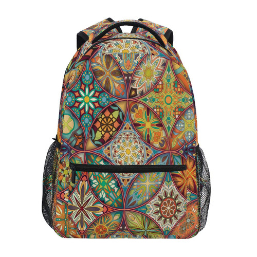 AUUXVA Backpack Ethnic Paisley Flower Pattern School Shoulder Bag Large Waterproof Durable Bookbag Laptop Daypack for Students Teens Girls Boys Elementary