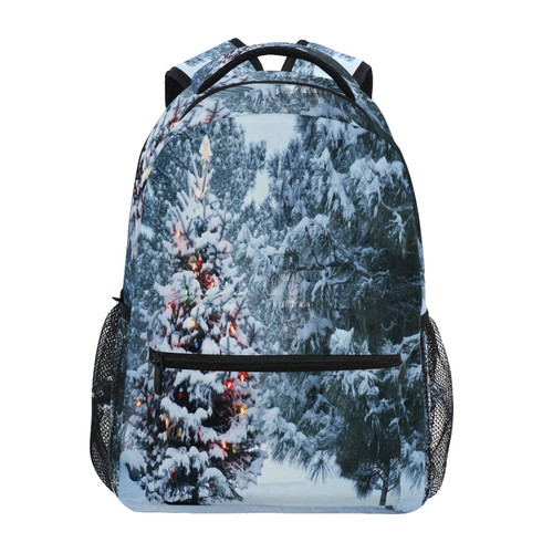 AUUXVA Backpack Winter Snow Christmas Tree School Shoulder Bag Large Waterproof Durable Bookbag Laptop Daypack for Students Teens Girls Boys Elementary